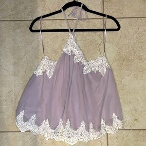 NWT Lush size M purple with white lace spaghetti strap loose fitting tank top